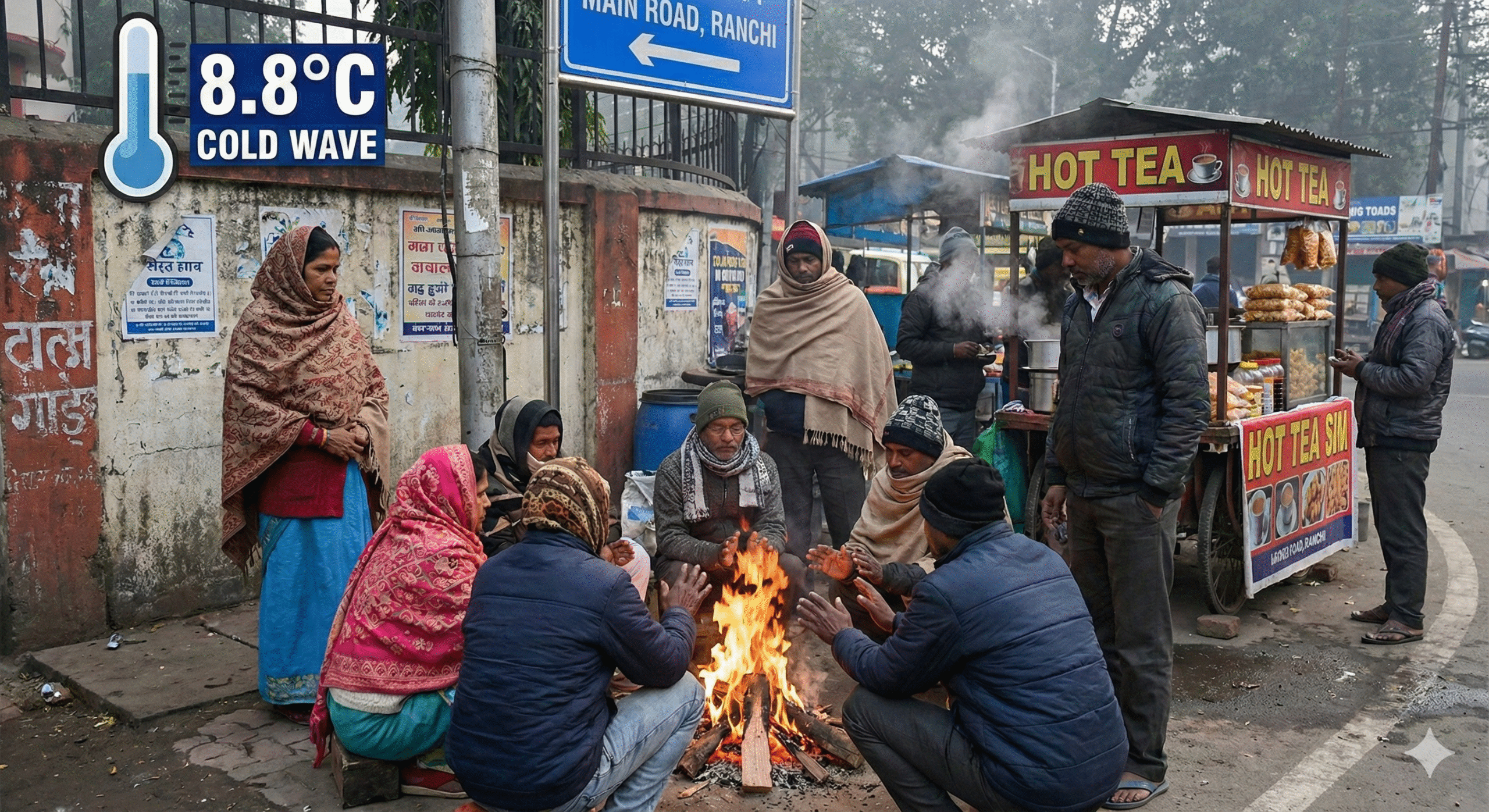 बर्फीली हवाओं का कहर: झारखंड में एक दिन में 4.5 डिग्री गिरा तापमान, गुमला सबसे ठंडा 8.8°C पर